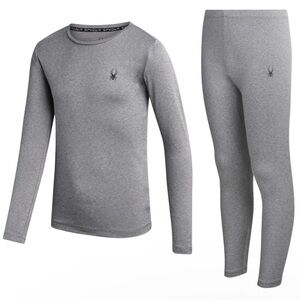 Spyder Kid's Heather Gray Long-Sleeve Thermal Top and Leggings Set Size Large